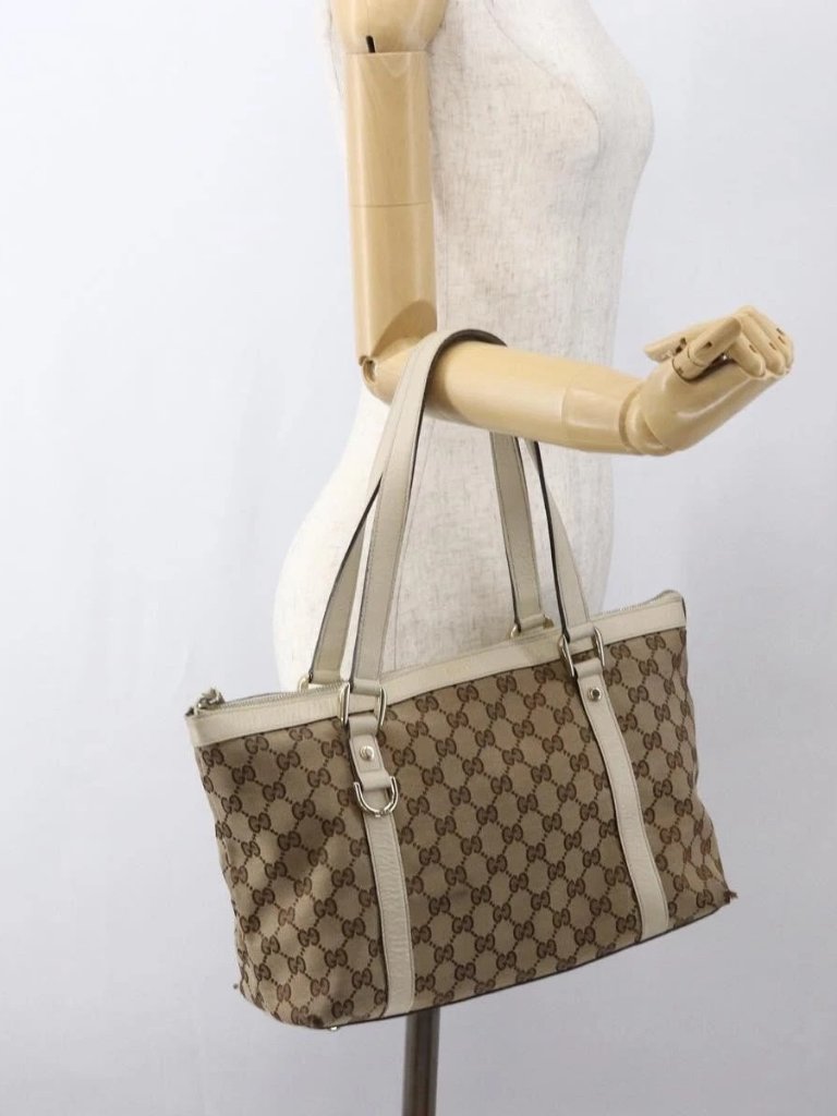 Gucci Gg Canvas Tote Bag Beige Gold